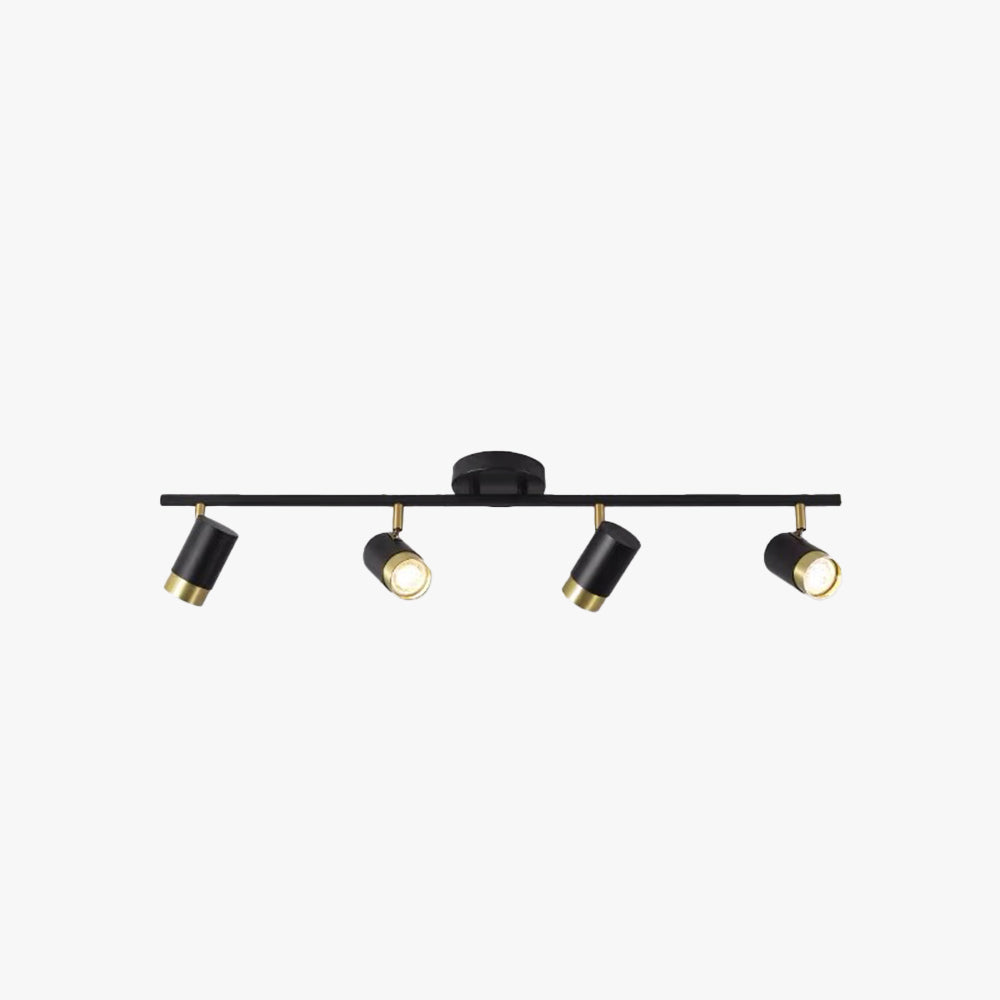 Arisha Plafonnier Cylindre Moderne, Métal/Verre, Noir/Doré, Salon - Neutralighting
