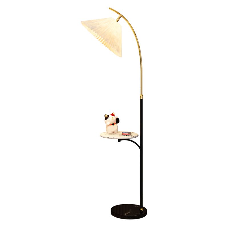 Muto Lampadaire Avec Table Parapluie Moderne LED Abat Jour Blanc Métal Tissu Chambre à Coucher/Salon - Neutralighting