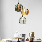 Thira Suspension Ronde Moderne. Métal/Verre. Ambre/Claire/Gris Fumé. Salon - Neutralighting