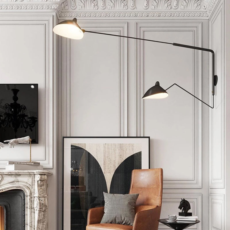 Arisha Simple LED Applique Murale Linéaire Industrielle 1/2 Lumières Métal Noir Salon/Chambre à Coucher - Neutralighting