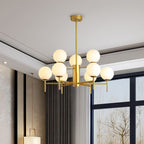 Valentina Bulle Moderne LED Lustre Noir/Doré Métal/Verre Chambre à Coucher - Neutralighting