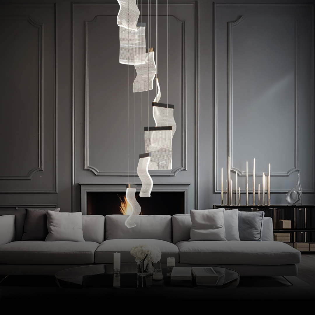 Kristy Moderne Or LED Lustre Métal Acrylique Chambre/Salon - Neutralighting