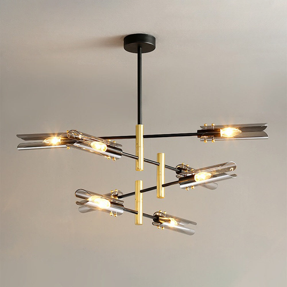Arisha Plafonnier Linéaire Moderne, Métal/Verre, Gris Fumé/Ambre, Salon - Neutralighting