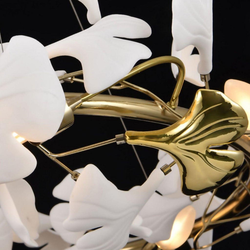 Olivia Lustre Fleur AntGlo Moderne , Métal/Céramique, Or, Escalier - Neutralighting