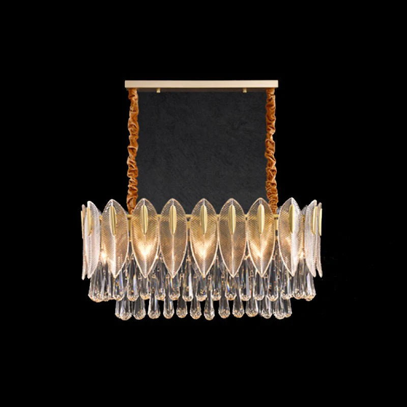 Kristy Lustre Plume Cristal, Métal/Cristal, Doré, Salon - Neutralighting