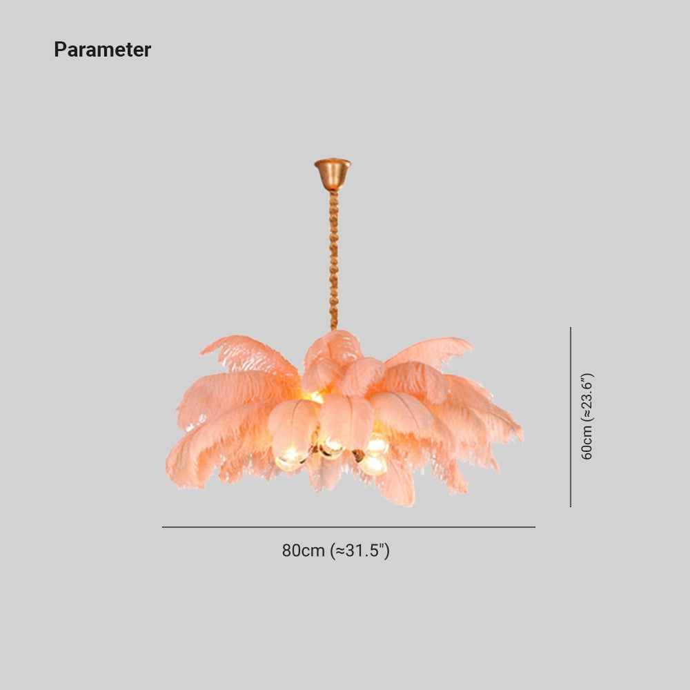 O'Moore Suspension Fleur Moderne, Cuivre/Plume, 8 Couleur, Salon - Neutralighting