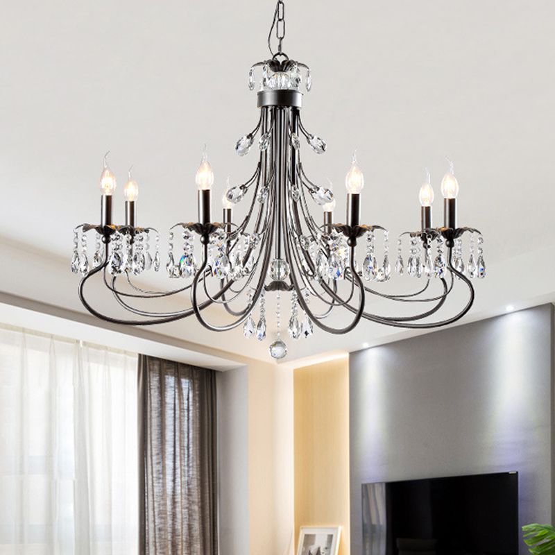 Silva LED Suspension Noir Métal Cristal Salle à manger Salon - Neutralighting