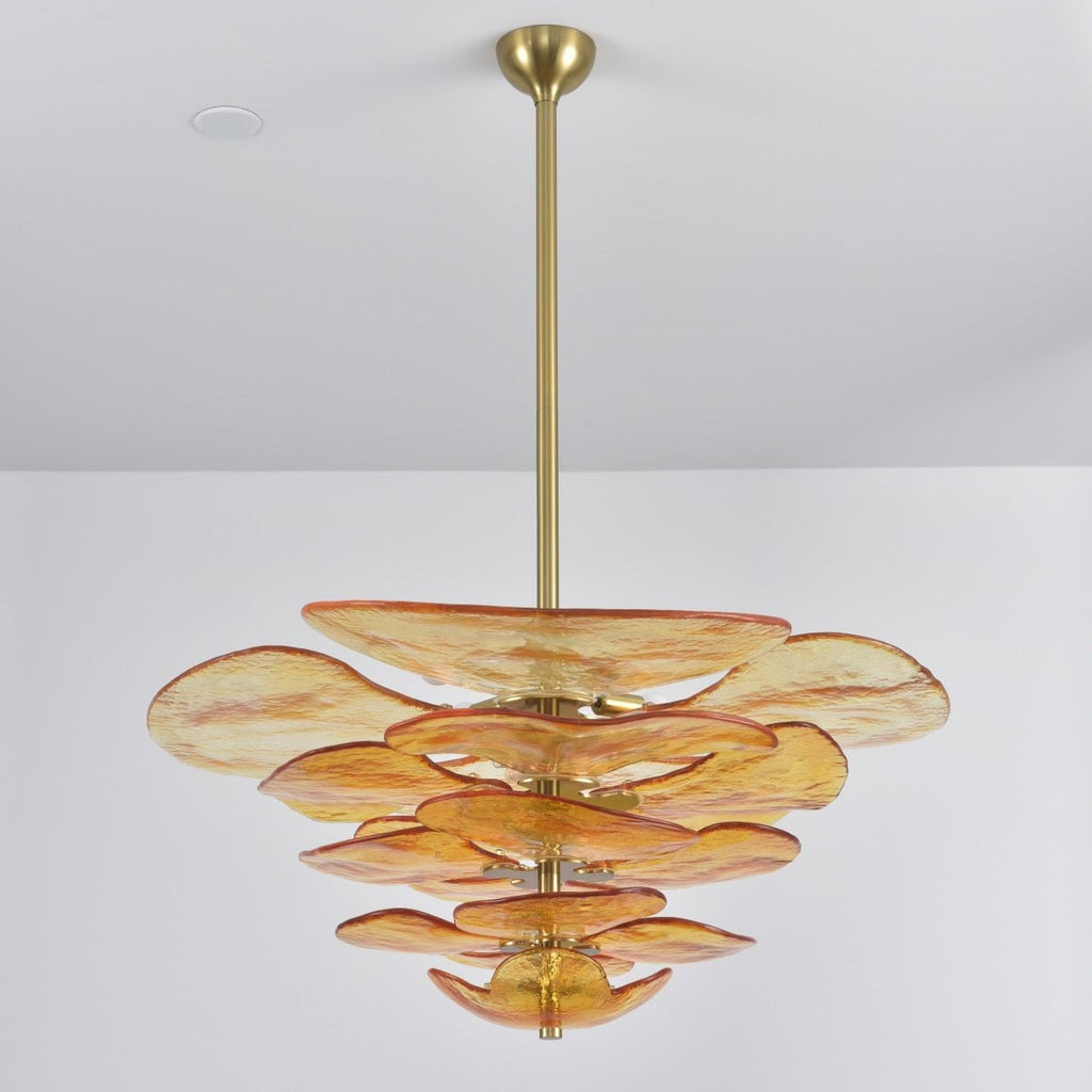 Aurora Chandelier Pétale en Verre Murano Doré Luxe - Neutralighting