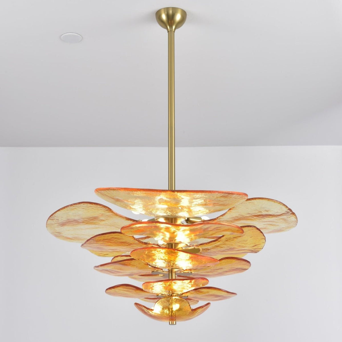 Aurora Chandelier Pétale en Verre Murano Doré Luxe - Neutralighting