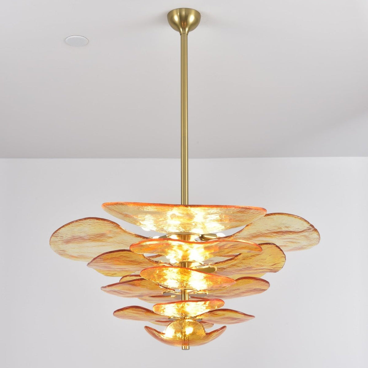 Aurora Chandelier Pétale en Verre Murano Doré Luxe - Neutralighting
