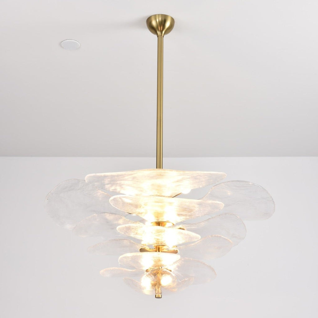 Aurora Chandelier Pétale en Verre Murano Doré Luxe - Neutralighting