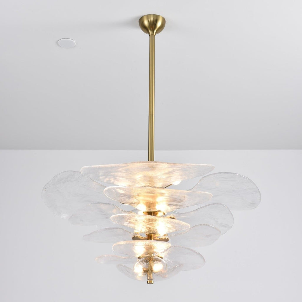 Aurora Chandelier Pétale en Verre Murano Doré Luxe - Neutralighting