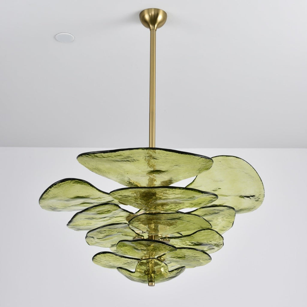 Aurora Chandelier Pétale en Verre Murano Doré Luxe - Neutralighting