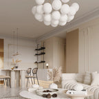 Valentina Lustre Globe Modenre, Fer/Verre, Noir/Blanc, Salon - Neutralighting