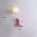 Bear Balloon Applique Murale Ours Ballon Moderne Animale. Blanc/Bleu/Rose. Salon - Neutralighting