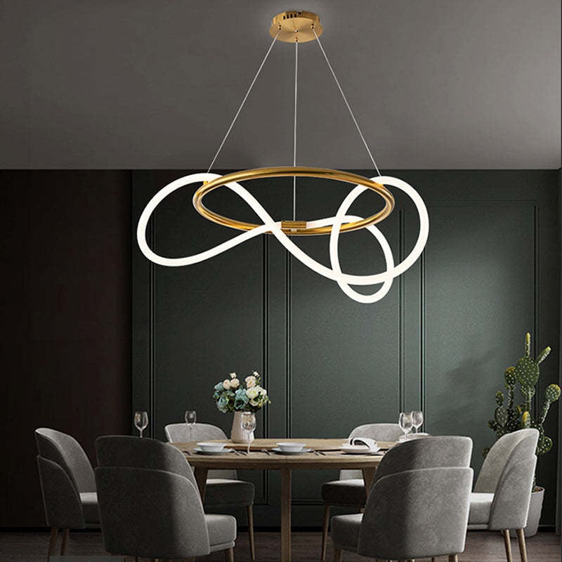 Xania Suspension Courbe/linéaire LED Postmoderne. Métal. Or/Noir. Salon - Neutralighting