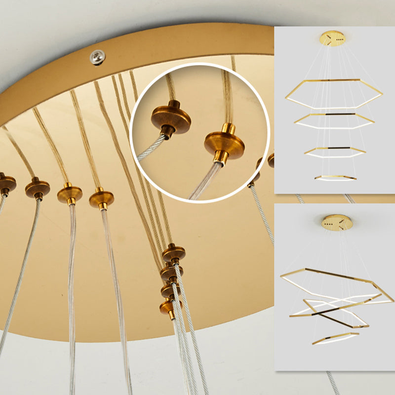 Ray Suspension Géométrique Contemporain, Métal, Doré, Salon/Chambre à Coucher - Neutralighting