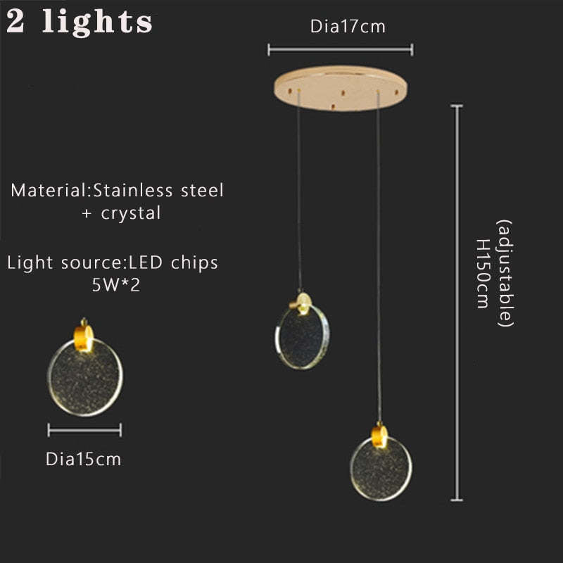 Kristy Suspension Ronde Nordique, Métal/Cristal, Doré, Escalier/Salon - Neutralighting