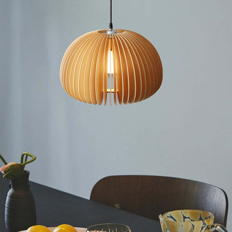 Muto Suspension Citrouille Rustique, Bois/Metal, Bois, Salon - Neutralighting
