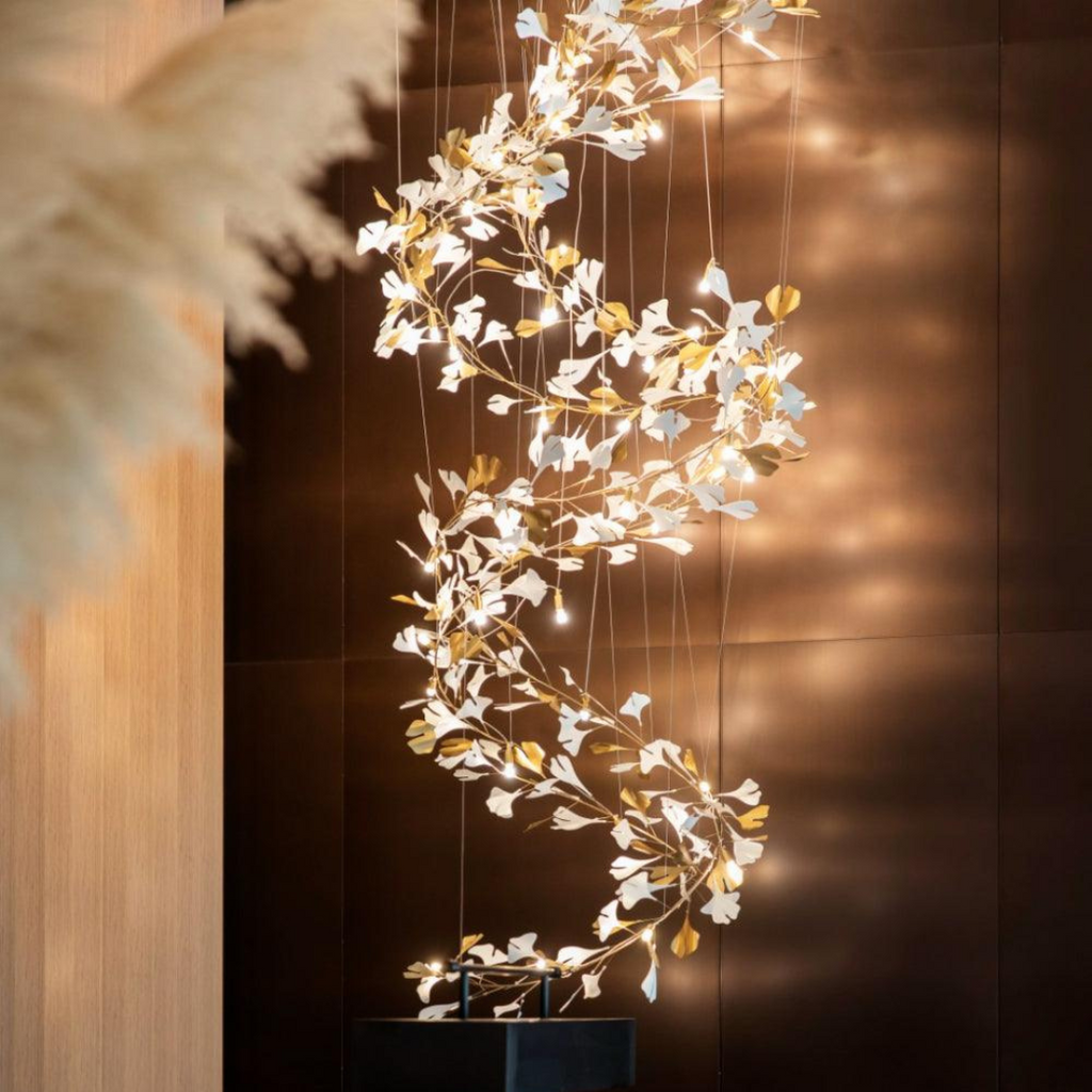 Olivia Lustre Linéaire GloGink Moderne, Métal/Céramique, Or, Salon - Neutralighting