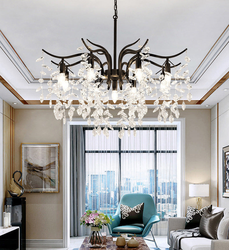 Kristy Suspension Multi Luxueux, Cristal/Cuivre, Noir/Or, Salon - Neutralighting