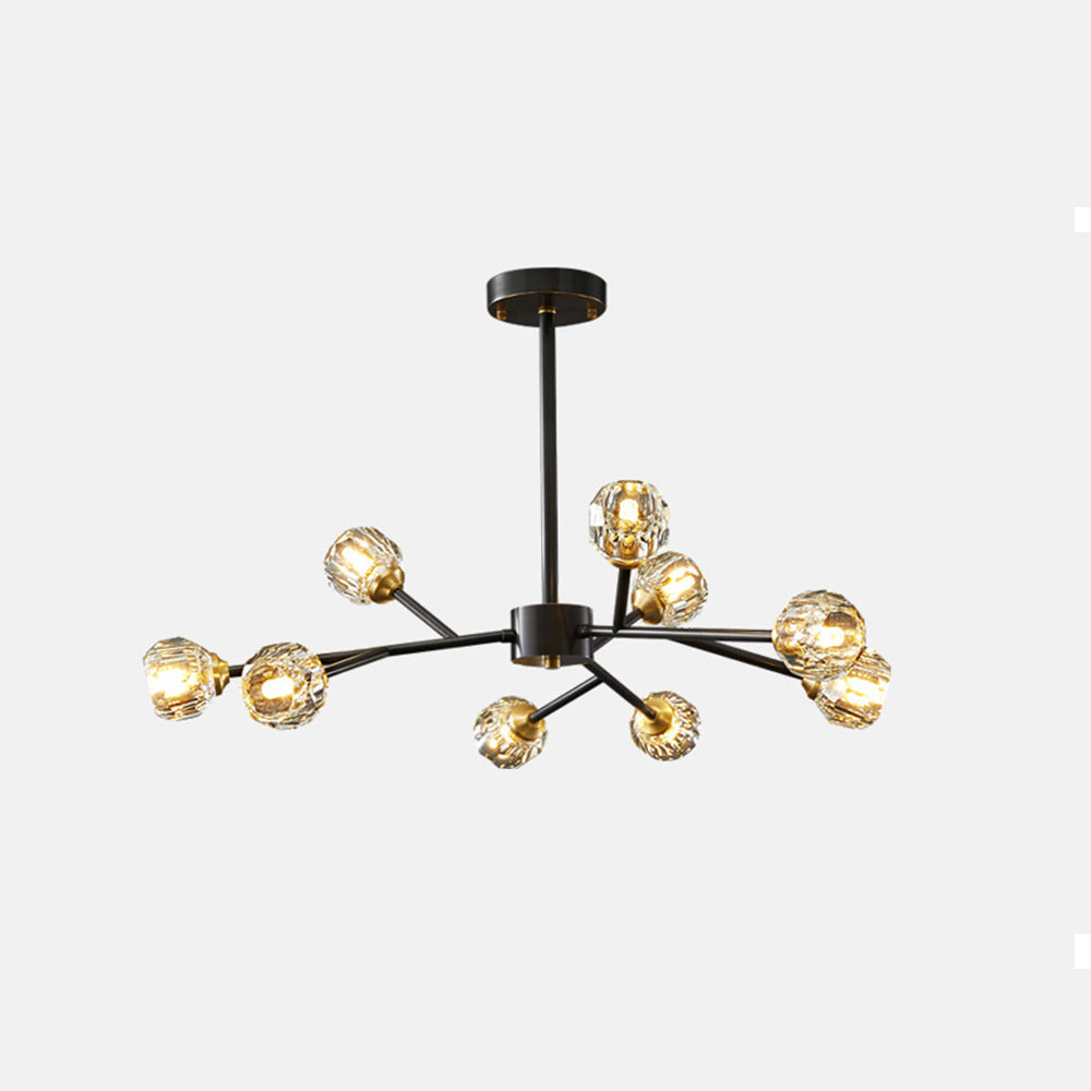 Valentina Luminaires Suspensions Multi Balle Moderne Cuivre/Cristal Noir/Doré Salon/Salle à Manger - Neutralighting