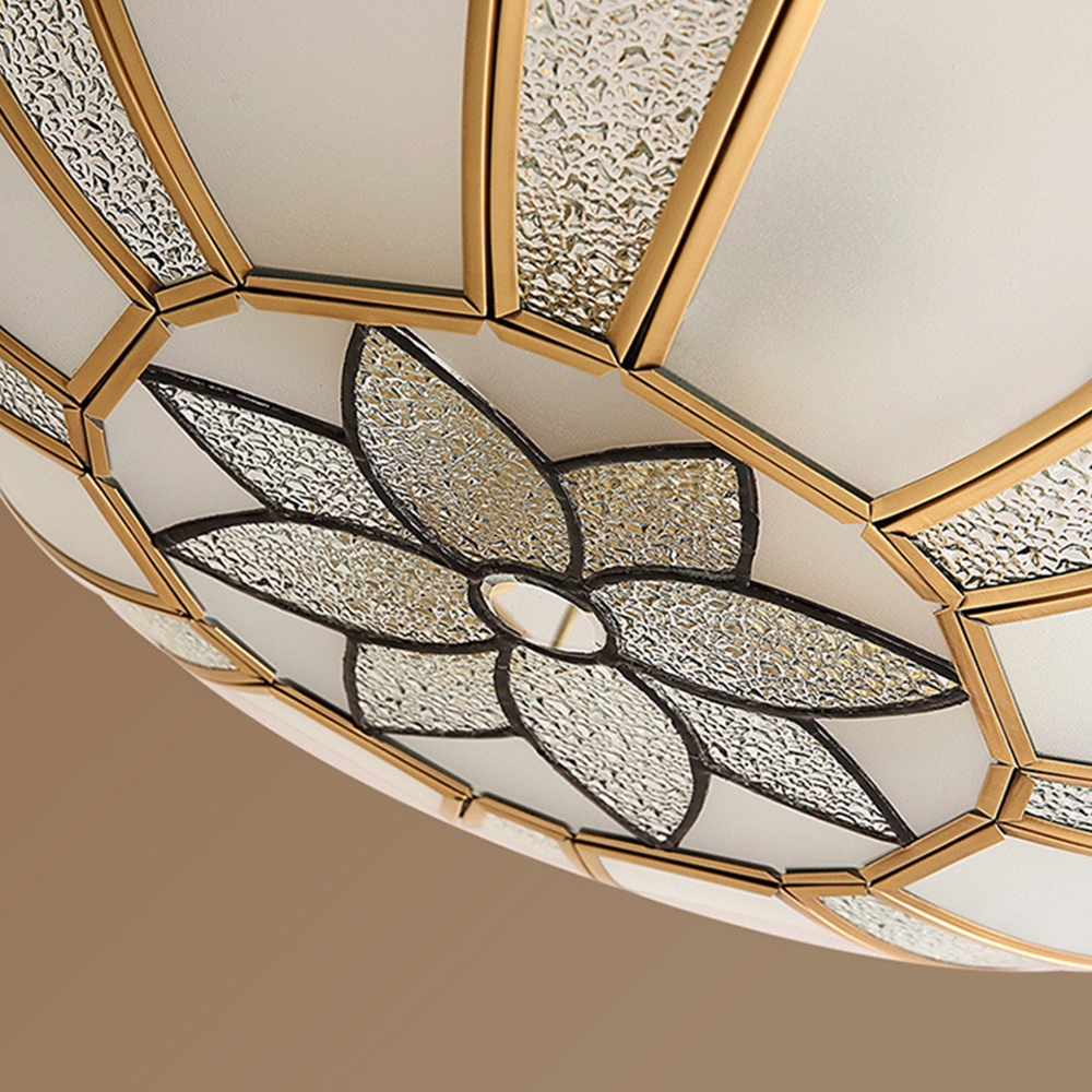 Silva Plafonnier Rétro Fleur Métal Verre Chambre à Coucher - Neutralighting