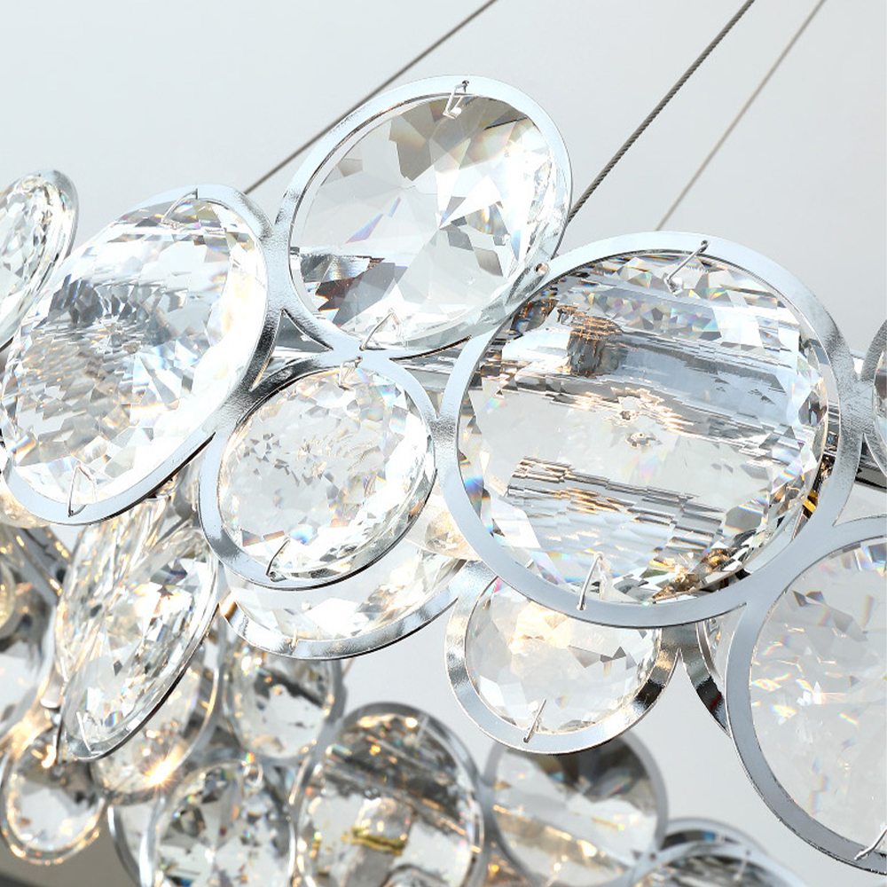 Kristy Lustre LED Moderne Rond Cristal Métal Salon - Neutralighting