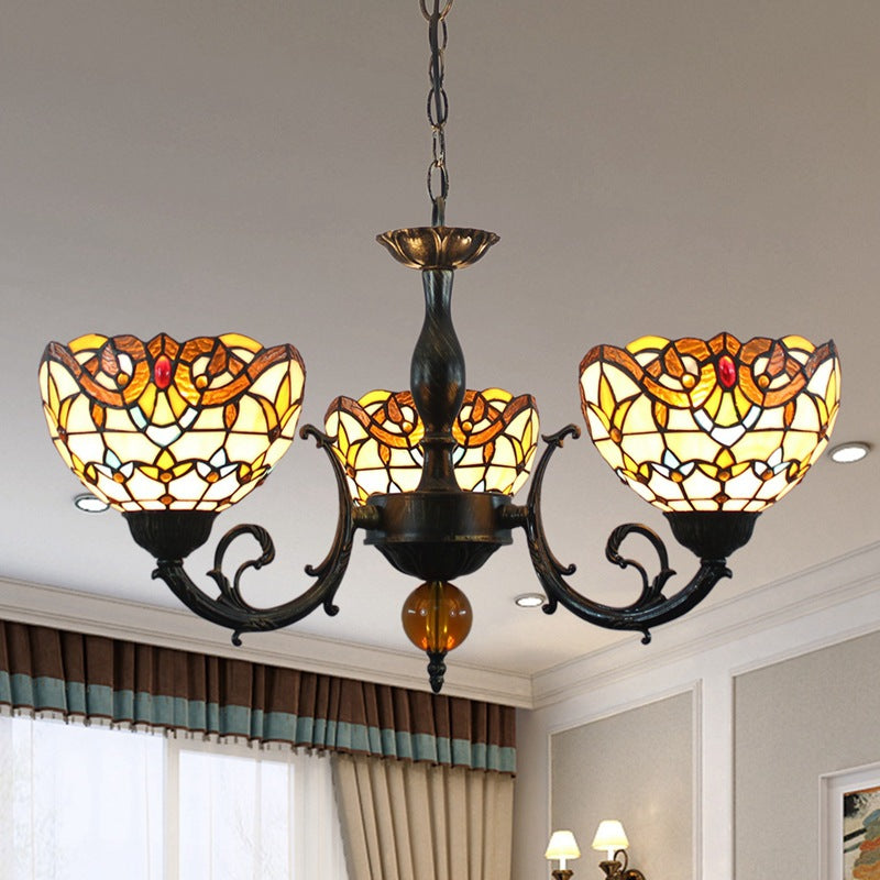 Tiffany Vintage LED Lustre Verre Salon/Chambre À Coucher - Neutralighting