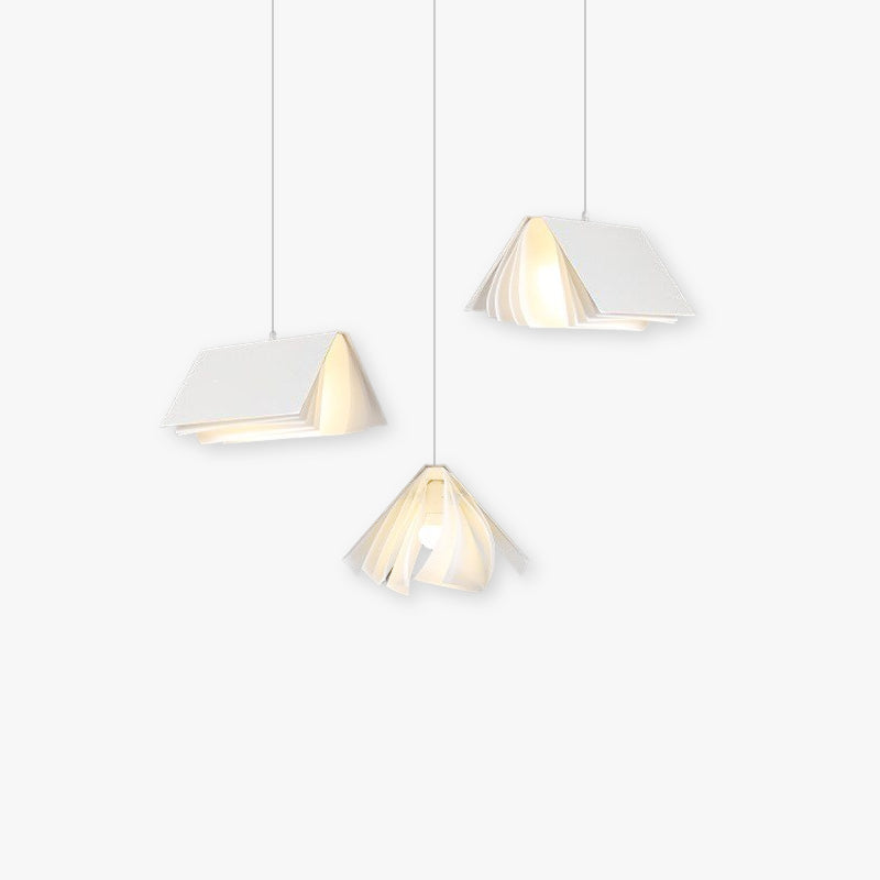 Arisha Suspension Carré Contemporaine, Métal/Tissu, Blanc/Gris, Chambre à Coucher/Librairie - Neutralighting