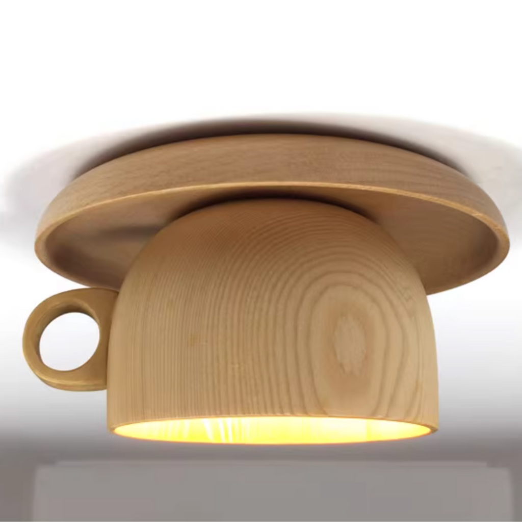 Arisha Moderne Bois Tasse Plafonnier Chambre à Coucher - Neutralighting