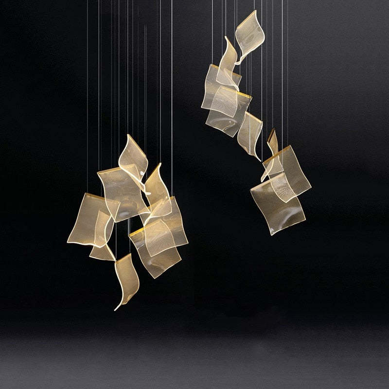 Kristy Suspension Carrée Contemporaine Métal/Acrylique Doré Salon/Escalier - Neutralighting