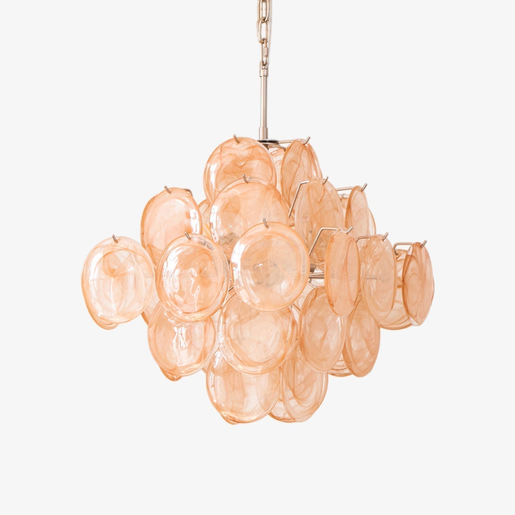 Aurora Lustre Abricot Murano Verre Disque Superposé Artistique - Neutralighting