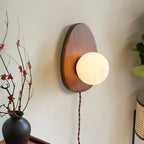 Nylaeiel Nordic Art Plug-in Walnut Glass Wood Wall Lamp - Neutralighting
