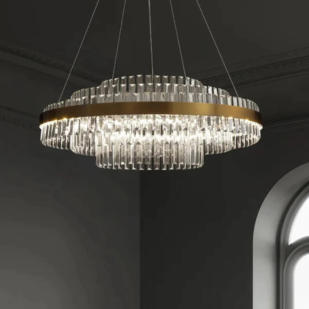 Kristy Design LED Luminaire Lustre Moderne Cristal Doré Salon - Neutralighting