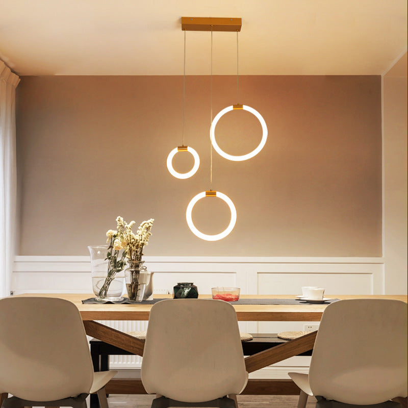 Valentina Luminaires Suspension LED Anneau Simple, Métal, Or, Salon - Neutralighting