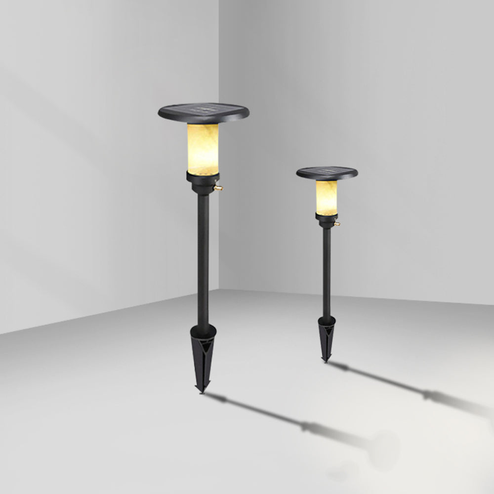 Ray Ronde Moderne Lampadaire Noir Métal/Marbre Noir Extérieur - Neutralighting