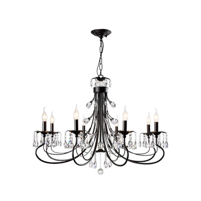 Silva LED Suspension Noir Métal Cristal Salle à manger Salon - Neutralighting