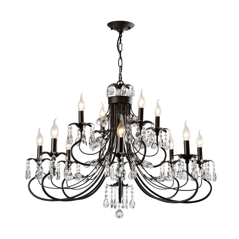 Silva LED Suspension Noir Métal Cristal Salle à manger Salon - Neutralighting