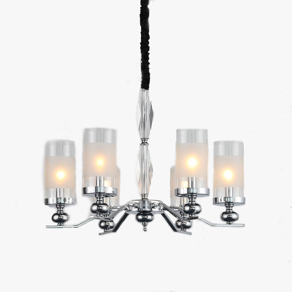 Silva Suspension Cylindre Moderne, Métal/Verre, Chromé, Salon/Salle à Manger - Neutralighting