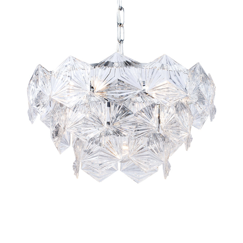Kristy Lustre Hexagone Cristal, Métal/Cristal, Dégagé/Gris Fumé/Glaçage/Champagne, Salon - Neutralighting