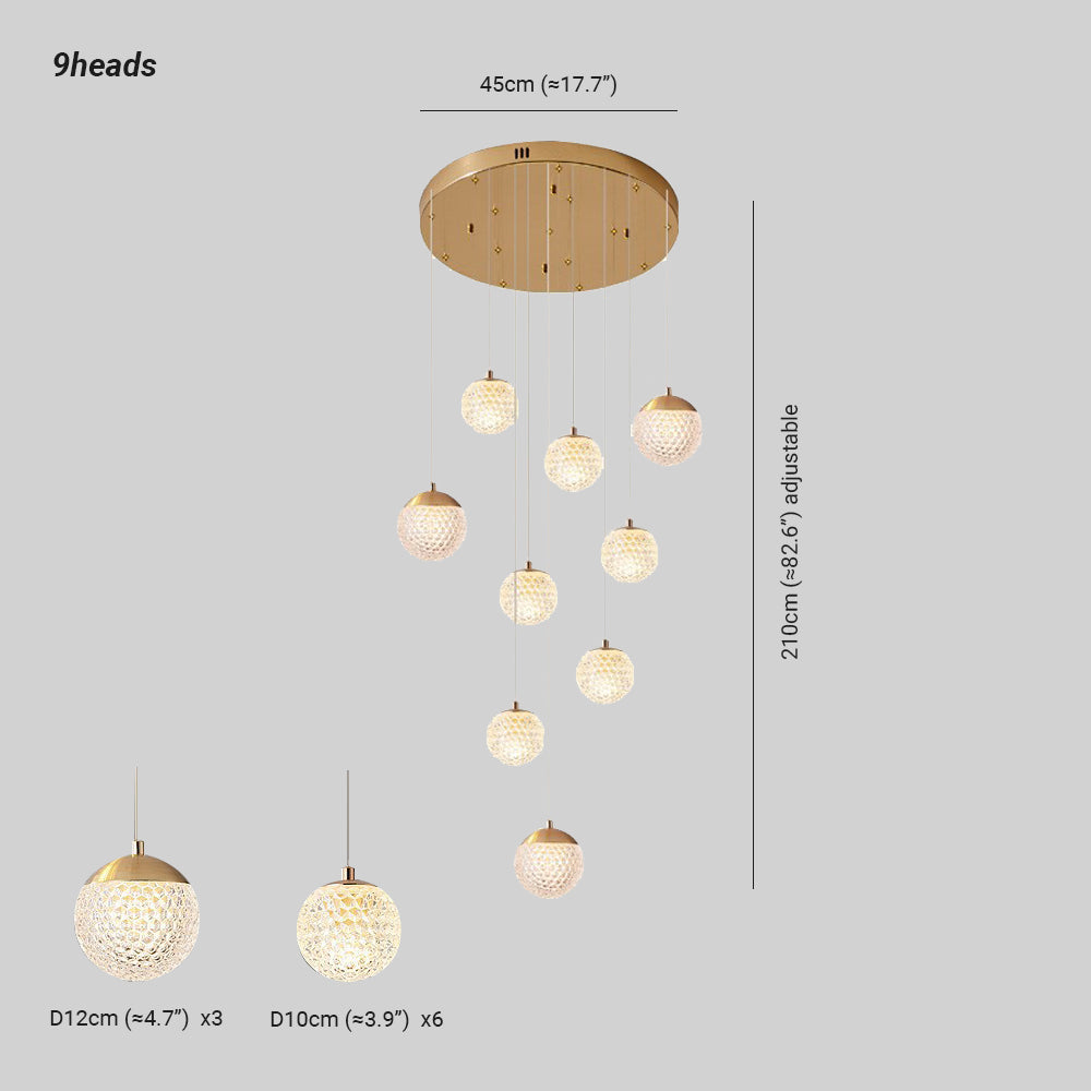 Arisha Luminaires Suspensions Multi/Bulle Moderne Métal/Acrylique Doré Chambre à Coucher - Neutralighting