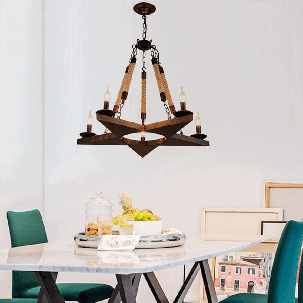 Epoch Lustre Pentagramme Ancienne Métal Rouille/Corde Café/Restaurant - Neutralighting