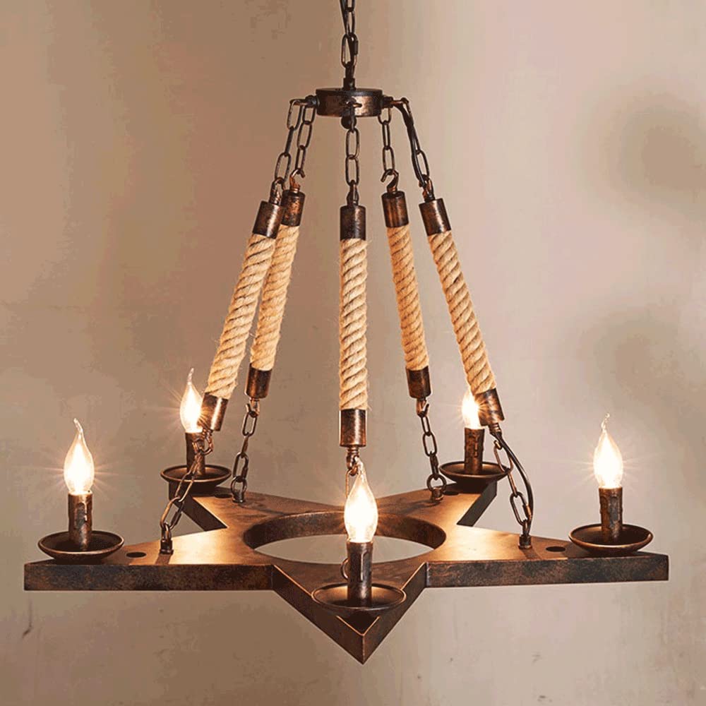 Epoch Lustre Pentagramme Ancienne Métal Rouille/Corde Café/Restaurant - Neutralighting
