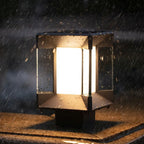 Ray Lampe de Poteau Rectangulaire Moderne, Métal/Verre, Noir/Or, Balcon - Neutralighting