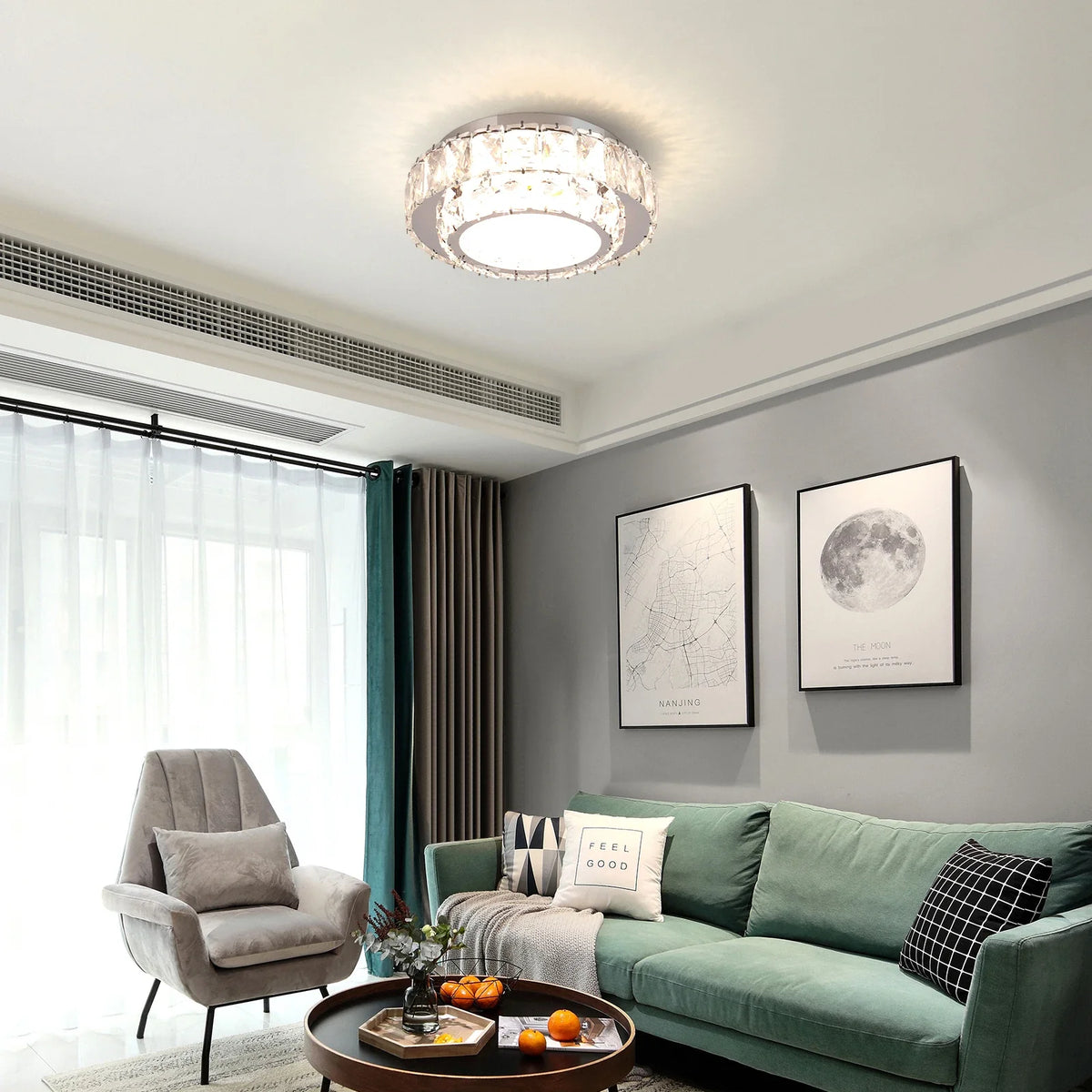 Plafonnier moderne de luxe en cristal avec éclairage led intérieur Léonie Alizé - Éclat du Cristal & Décor Singulier