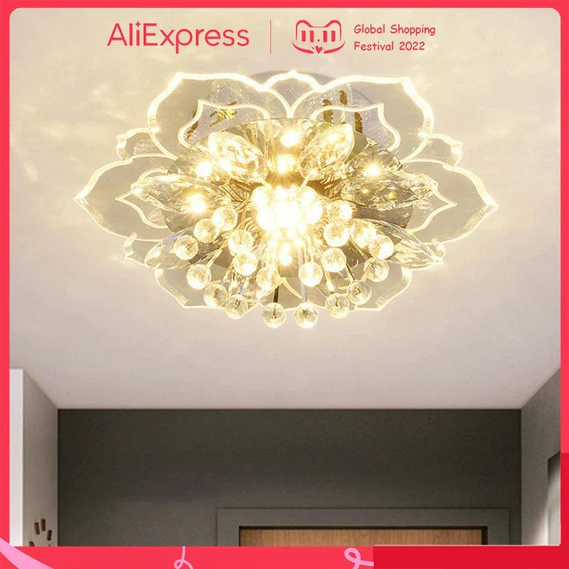 Plafonnier led en cristal de luxe pour décoration balcon Hortense Saison - Une Note Scintillante dans le Décor