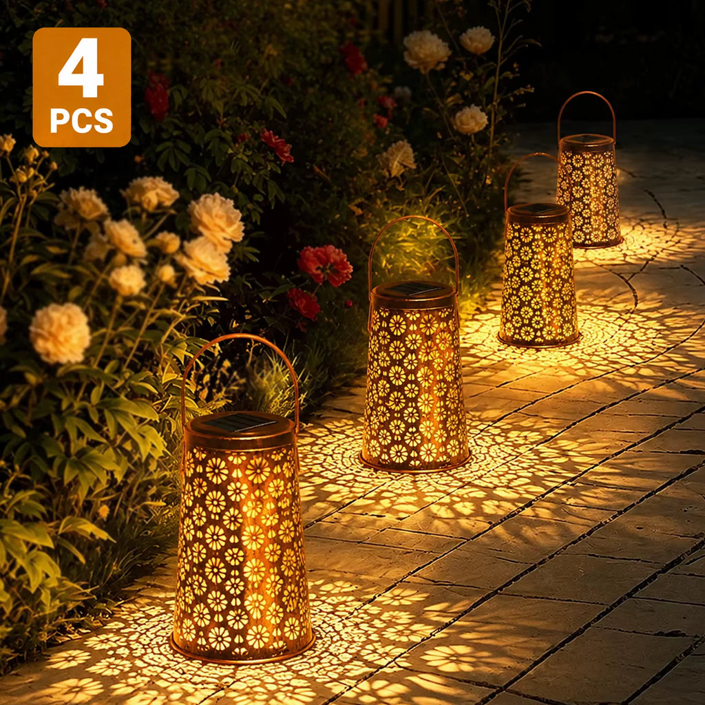 Lanternes solaires LED à motif tournesol pour jardin, lot de 4 – Héliance