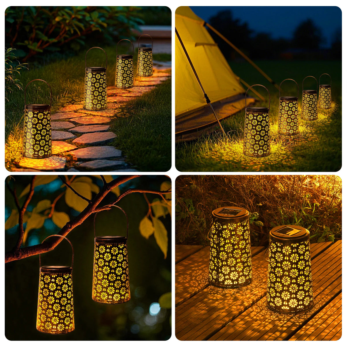 Lanternes solaires LED à motif tournesol pour jardin, lot de 4 – Héliance