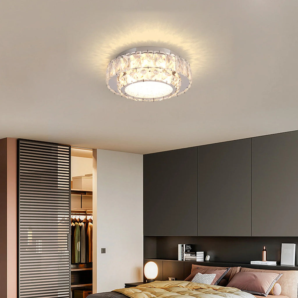 Plafonnier moderne de luxe en cristal avec éclairage led intérieur Léonie Alizé - Éclat du Cristal & Décor Singulier